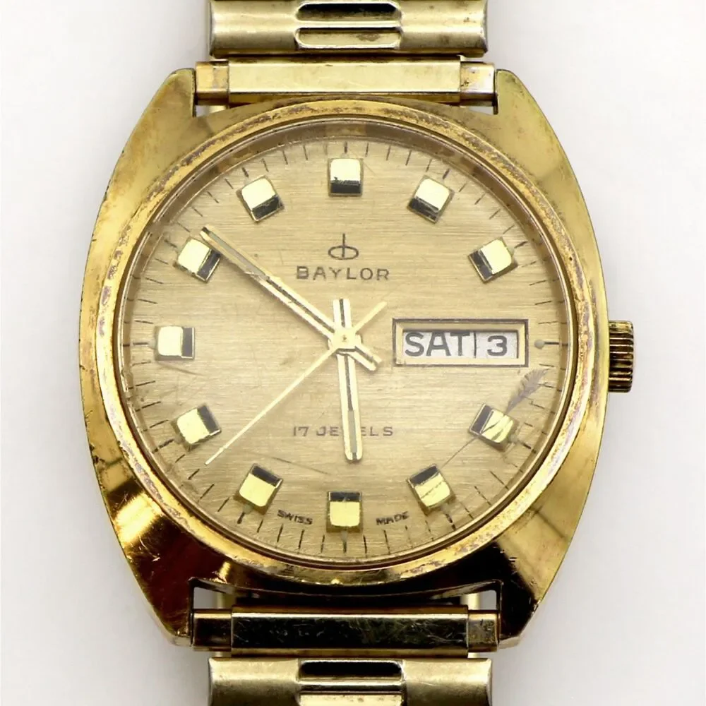 Baylor 17 Jewels Gold-Tone Day-Date Automatic Swiss Made Watch